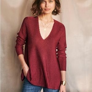 Sezane Burgundy V-Neck Sweater